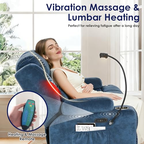Image of Redlife Power Loveseat Recliner Sofa with Console, Leathaire Farbic Dual Reclining Couch with Blue LED Lights, Bluetooth Speakers, USB Ports, Phone Holders, Home Theater & RV Recliner (Navy Blue)