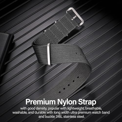 Image of TACTICAL FROG Nylon Watch Band 18mm 19 mm 20mm 22 mm 24 mm, Waterproof Military Watch Straps Replacement for Men Women, With Stainless Steel Buckle