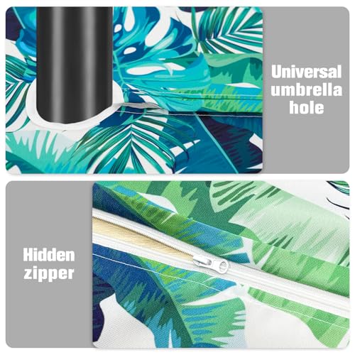 owbgsdh Outdoor Tablecloth with Umbrella Hole and Zipper, Tropical Leaf Waterproof Patio Table Covers, Oval 60" x 84", Polyester by owbgsdh - Used condition - Image 5