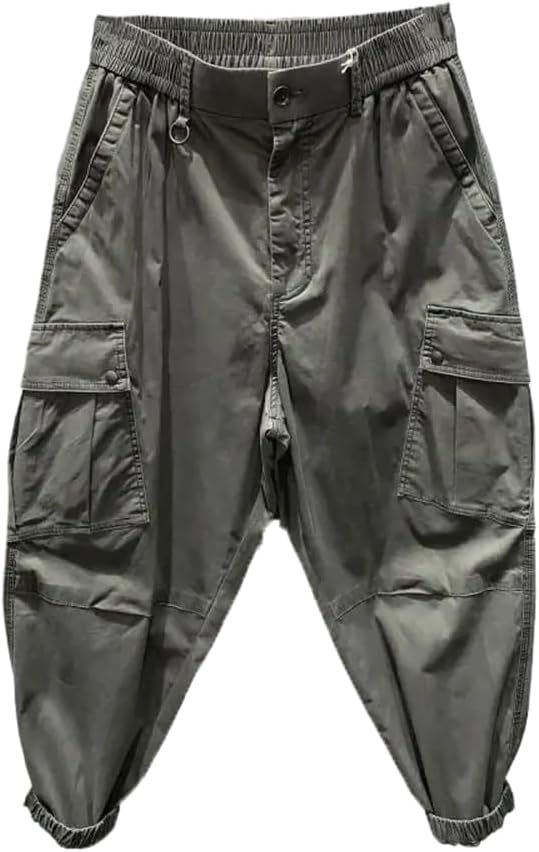 LIXINGHEITANG Spring Autumn Solid Color All- Haren Pants Man Elastic Waist Zipper Button Pockets Street Trousers