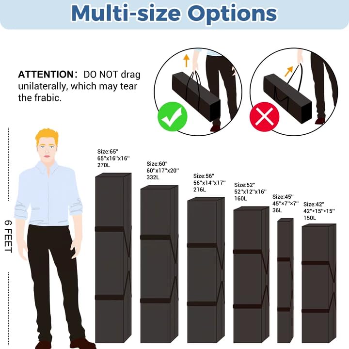 Image of COOLBEBE 56 inch Sports Duffle Bag - 216L Extra Large Travel Duffel Luggage Bag with Upgrade 2-way Lockable Zippers, Sturdy & Water Resistant Long Duffle Bag for Camping Moving (Black 56inch)