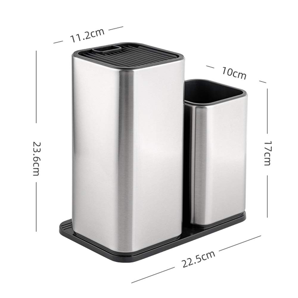 Nff Portacuchillas, Almacenaje De La Cocina De Acero Inoxidable Cuchillo Universal, Tenedor, Cuchillo Y Palillos Bastidor Integrado Fácil De Limpiar 11,2 × 11,2 × 23.6cm (Size : 22.5×10×23.6cm)