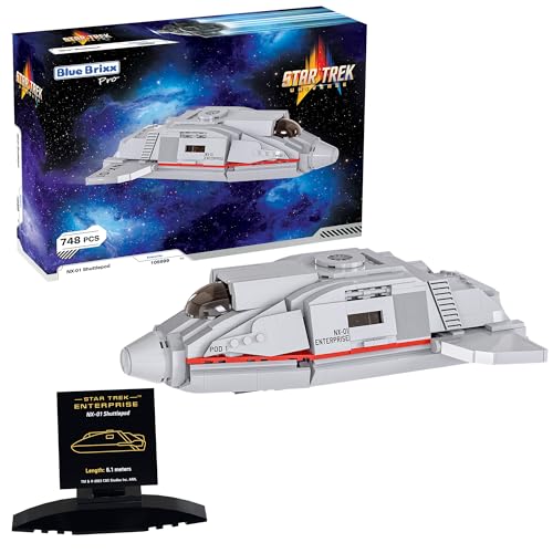BlueBrixx Star Trek NX-01 Shuttlepod - Captain Archer - Midsize - Detailreich ausgestattet - 748 Klemmbausteine - 100% kompatibel - OFFIZIELLE LIZENZ, 105699