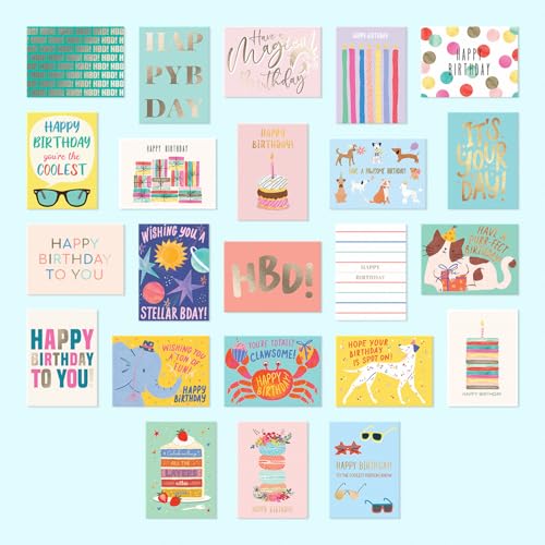 Image of S&O Box of Happy Birthday Cards with Envelopes - 100 Unique Memorable Birthday Cards with Envelopes - Colorful Important Day Notes Bulk for Office & Home - Assorted Occasion Greetings - 4x5.5 inch