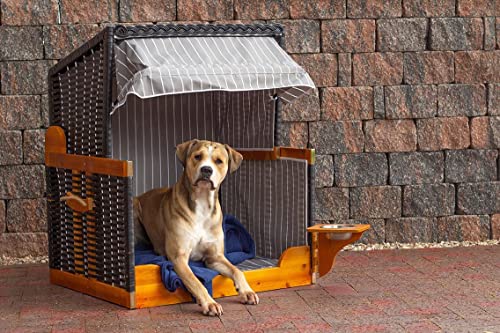bene living Hundestrandkorb - gestreift/anthrazit - PE schwarz - inkl. Schutzhülle