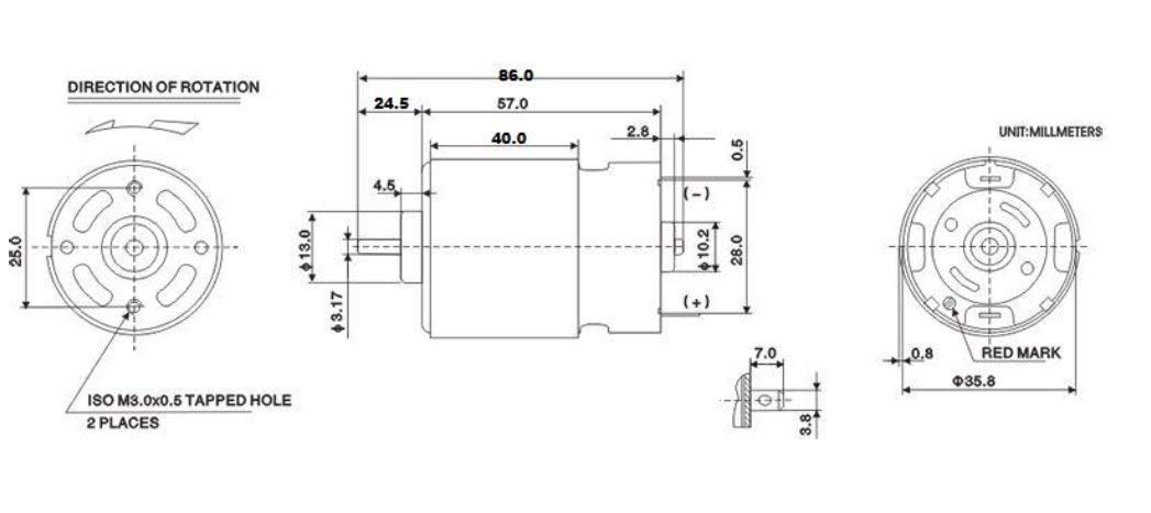 Satguru High Speed Low Noise RPM Torque 12V Brushed DC Big Strong Motor, DIY Project (Multicolor)(Alloy Steel) 4