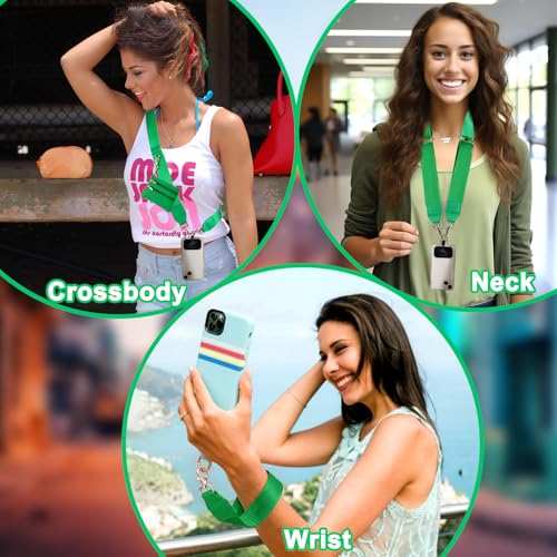 Image of XANGNIER Clip and Go Strap for Phone with Wallet Crossbody, Phone Strap with Zippered Wallet, Adjustable Anti Theft Cellphone Lanyard for Women, Cellphone Chain Accessories,Forest Green