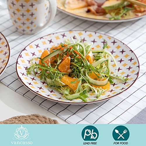 Vancasso Tulip Dinnerware Set 16 Pieces Porcelain Dinner Set - Multicolour Japanese Dinner Service Moroccan Crockery With Dinner Plate, Dessert Plate, Cereal Bowl And Mug, Service For 4 #TOP2