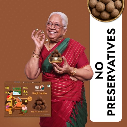 Image of Sweet Karam Coffee Ragi Laddu - 150g | Healthy Millet Ladoo with Jaggery, Almond & Cashew | No Refined Sugar & Palm Oil | Rich in Calcium & Fiber | Traditional Nutritious Snack for Kids & Adults