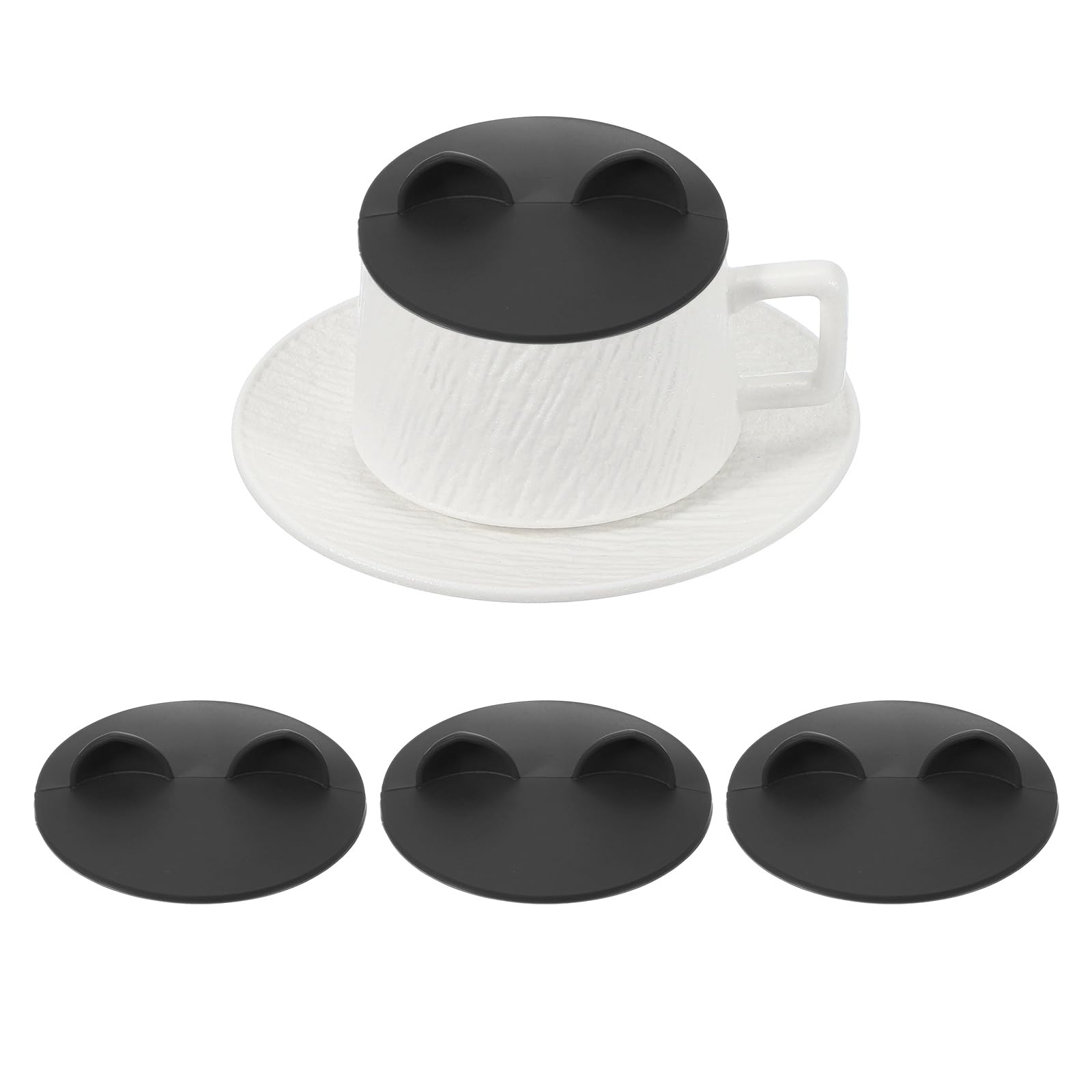 Couvercle de tasse en silicone de 10,4 cm uxcell noir pour café lot de 3