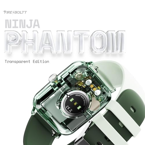 Image of Fire-Boltt Ninja Phantom Smart Watch 1.83 inch Display, Transparent Clear Body Design, Bluetooth Calling, 120+ Sports Modes, Voice Assistant, AI Outfit Watch Face Smartwatch for Men & Women Shadow Olive