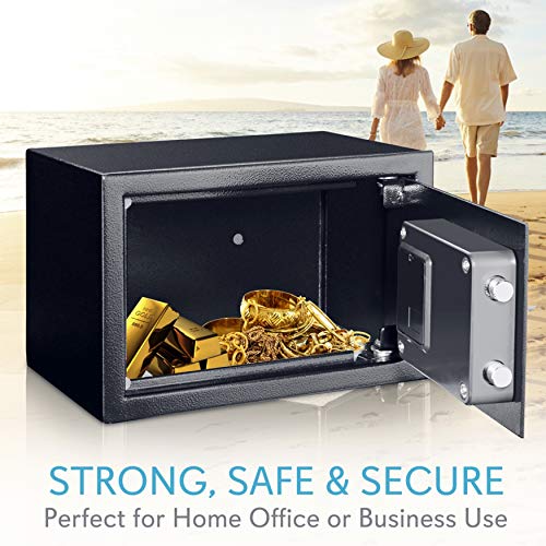SereneLife Fireproof Lock Box, Fireproof Box, Safe, Safes, Safe Box, Safes And Lock Boxes, Money Box, Fire Proof Safety Boxes for Home, Digital Safe Box, Steel Alloy Drop Safe, Includes Keys (SLSFE14)