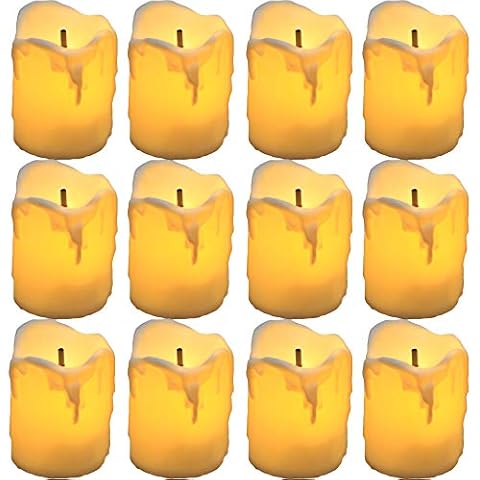 YASENN Led Tea Lights Candles Battery Operated Candle LED Flameless Candle Drips Votive Candle Fake Candles for Halloween Thanksgiving Christmas Decorations(1.5"x2" 12pack) Cover