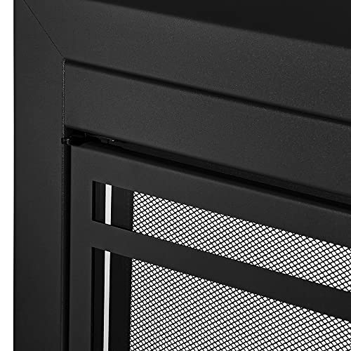 Uniflame - Kendall - Cabinet-Style Fireplace Doors With Smoke Tempered Glass (Color: Black, Size: Large - Fits 36In To 43In W X 25.5In To 32.5In H) #TOP7