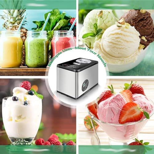 GHRERTX Eismaschine, automatische gewerbliche Haushalts-Edelstahl-Eismaschine mit 1,5-l-Fass und abnehmbarem Rührpaddel, LCD-Display, 3 Modi verfügbar – Bild 8