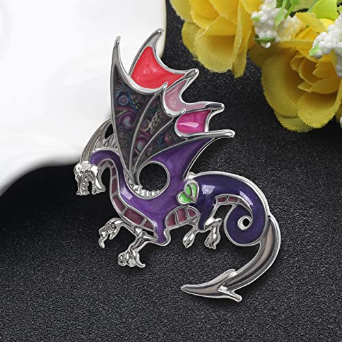 Image of WEVENI Alloy Fantasy Dinosaur Dragon Brooch Enamel Pins for Women Lady Girl Fashion Jewelry Gift