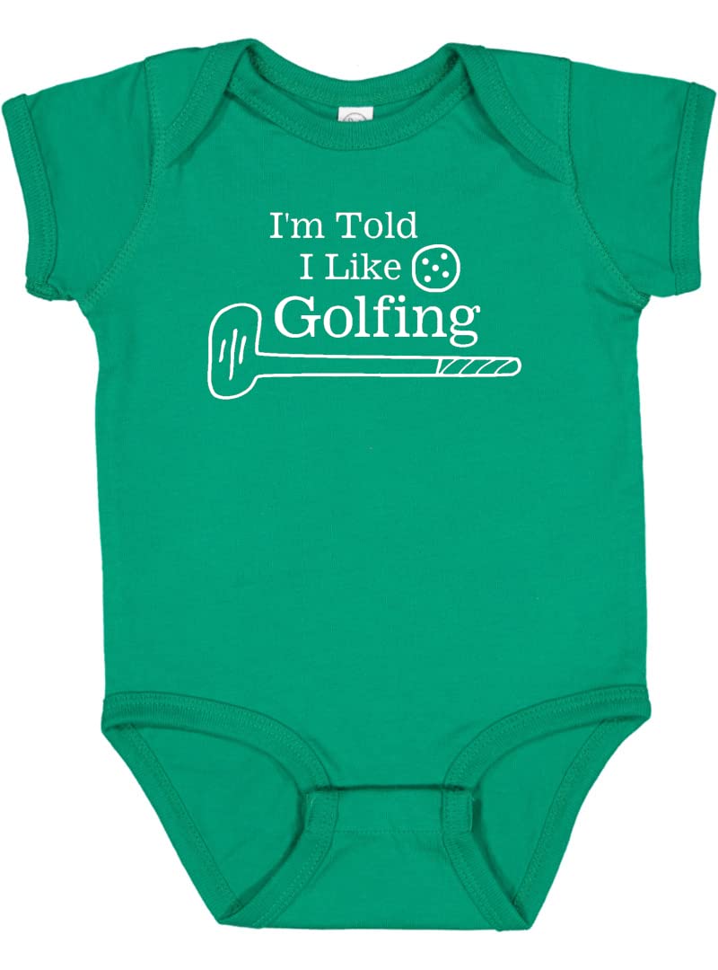 Rocket Bug I'm Told I Like Golf Silhouette Bodysuit, Lap Shoulder Short Sleeve Cotton Jersey for Newborn Baby Girl & Boy Gift - (12-18 months, Green)