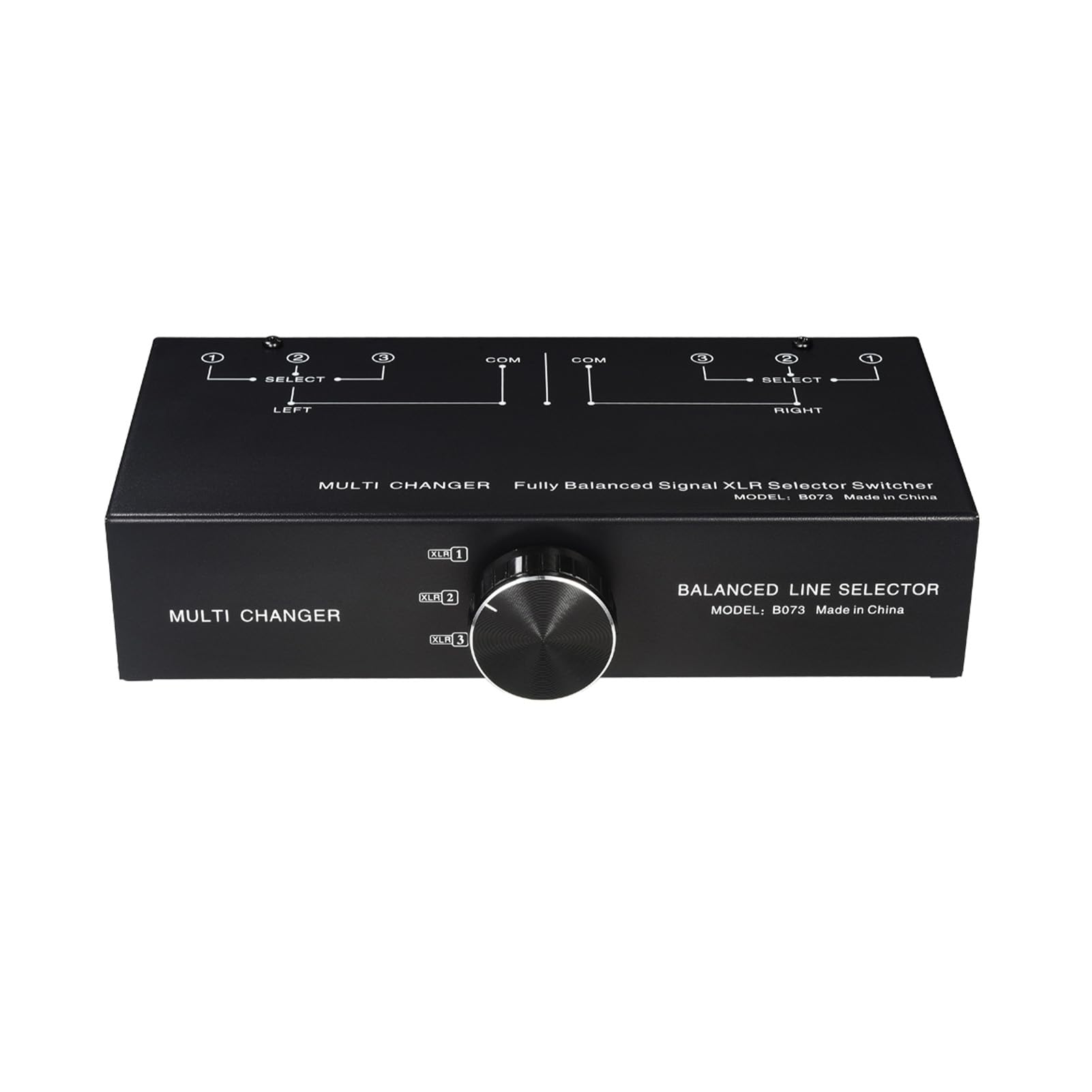 Selettore di Linea XLR Lossless a 3 per Suono Bilanciato, Interruttore di Segnale Passivo in Metallo Nero, per Appassionati di Musica 9,1 X 4,41 X 2,17 Pollici