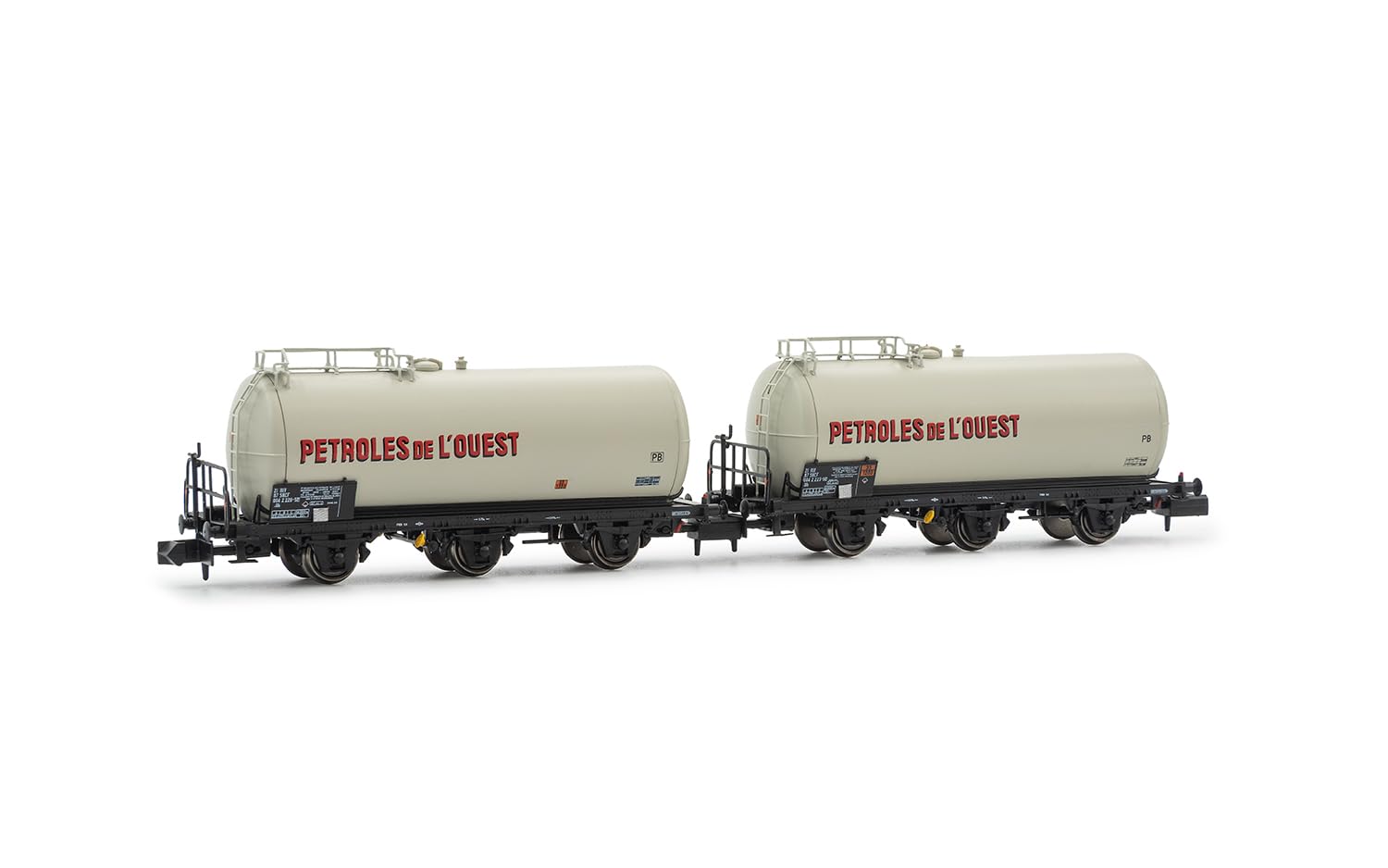 ARNOLD HN6677 SNCF, Set di 2 Carri cisterna a 3 Assi, Petroles de l'Ouest, livrea Grigia, Carri Merci epiIV