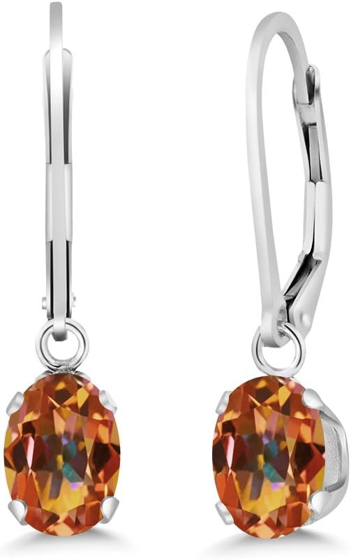 Gem Stone King Oval Gemstone Birthstone Drop Dangle Leverback Earrings For Women | 925 Sterling Silver | Oval 7X5MM | Fine Jewelry Gifts for Her Mom Women Wife