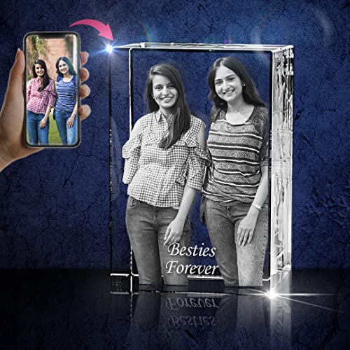 3D Crystal Photo - 3D Crystal Picture Cube Hand Cut - Personalized With Custom Engraving - Gift For Father's Day, Anniversary, Pet, Memorable Gift, And Keepsake, Large Portrait #TOP3