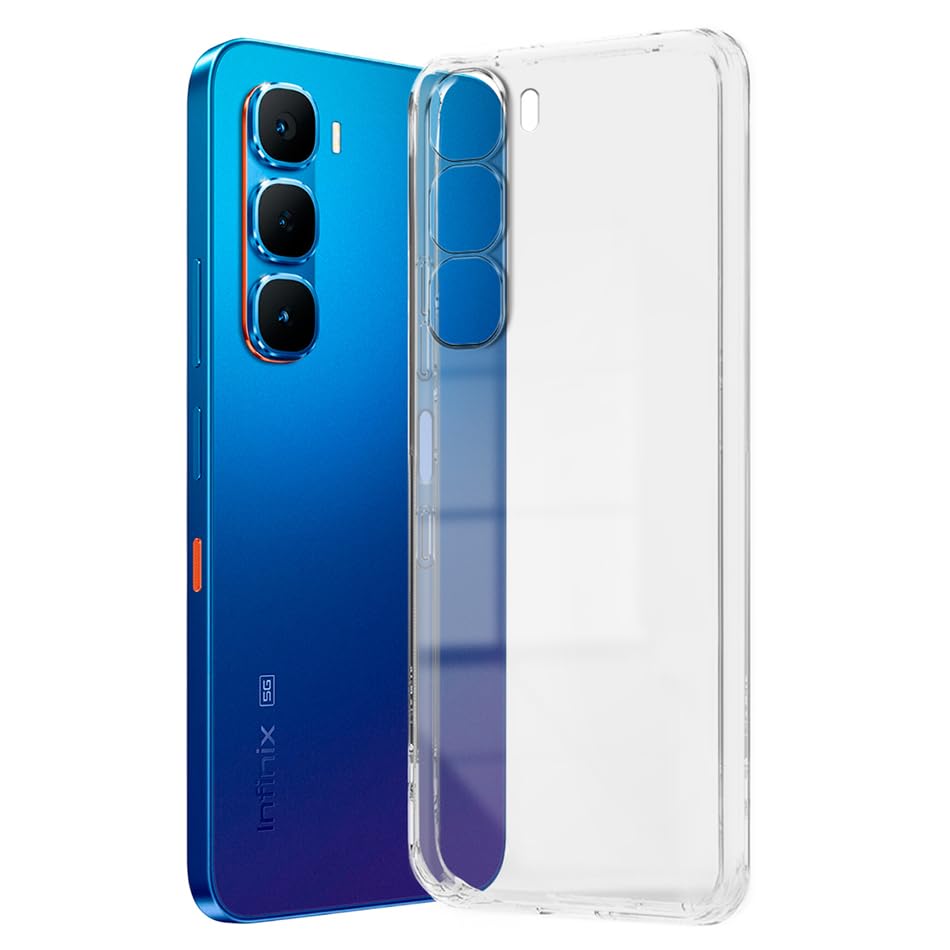 Image of Fashionury Crystal Clear Case for Infinix Hot 60 5G | Yellowing Resistance | Transparent TPU Silicone | Raised Camera Lips | Slim Transparent Cover