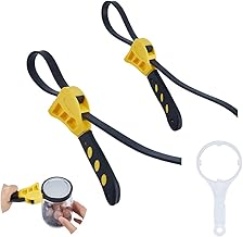 SUPERFINDINGS Juego de 3 llaves ajustables para filtro de aceite, llaves de correa de goma, abrebotellas fáciles de color amarillo para tareas de fontanería, llave de drenaje, alcantarillado,
