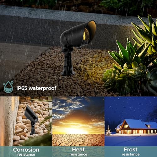 Gardencoin Low Voltage Landscape Spotlight, 12V LED Outdoor Landscape Lighting, Landscape Spot Lights Wired for Garden and Yard, Aluminum Up Lighting Fixture with 5W MR16 Replaceable Bulb (12 Pack) - Image 5