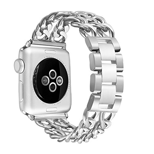 Secbolt Stainless Steel Bands for Apple Watch 42mm iWatch Strap Chain Replacement Wristband for Apple Watch Nike+, Series 3, Series 2, Series 1, Sport, Edition, Silver