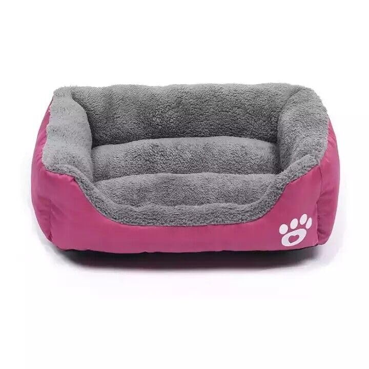 click2style Super Soft Dog Beds Washable Warm Plush Puppy Bed for Cats and Dogs Rectangle 5 Colours Pet Sofa Bed Anti-Slip Bottom Available Sizes S, M, L, 2XL, 3XL (Pink, Large: 68 * 55 * 15)