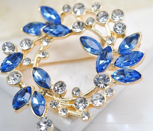Image of Gyn&Joy Clear Crystal Rhinestone Floral Wreath Pin Brooch BZ005