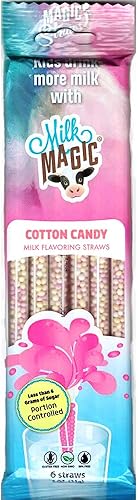Pajitas aromatizantes de leche mágica de algodón de azúcar - 6 pajitas