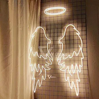 VNDRA: Neon Signs Angel Wings,Big Size Wings Neon Lights, Home Decor, Night lamps Light Bar,Party,Pub,Valentine's Day,Christmas Restaurant Decoration, Birthdays Gift, Light for ShopDecor neon sign Studio Angal Signs.
