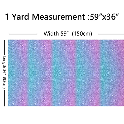 Colorful Glitter Fabric by The Yard Girly Turquoise Teal Blue Pink Pastel Girls Upholstery Fabric with Sparkle Sequin Pattern Bling Decorative Fabric DIY Upholstery and Home Accents 1 Yard - Image 2