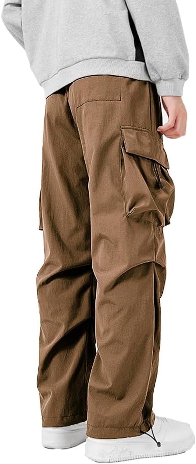 WZIKAI Men's Parachute Cargo Pants Trendy Casual Parachute Pant Baggy Drawstring Hip Hop Harem Pants with Pockets - Image 4