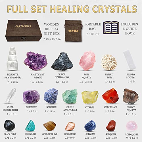 Premium Crystals and Healing Stones Set in Wooden Box Healing Crystals Set for Beginners - Chakra Stones Raw Crystals and Stones Amethyst Cluster Rose Quartz e-Book Healing Crystal Gifts for Women - Image 3