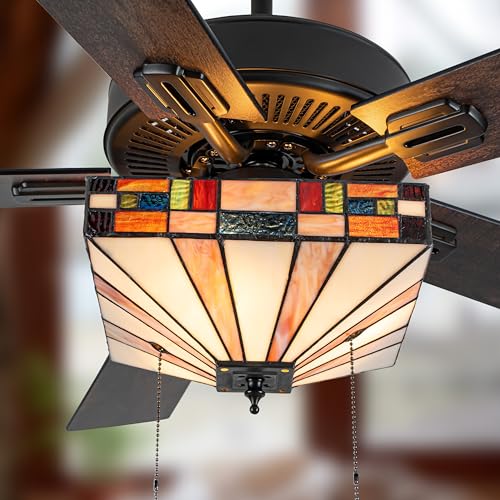 RIVER OF GOODS 52 W Sorrel Indoor Tiffany Stained Glass Ceiling Fan with Remote Control