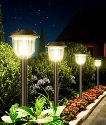 SUPER BRIGHT 10 Pack Solar Lights Outdoor IP65 Waterproof,HIGH-POWER LED Solar lights for Outside,Landscape Lighting,Garden Decorative for Yard,Patio,Landscape,Pathway,Sidewalk,Driveway,Lawn (Warm)