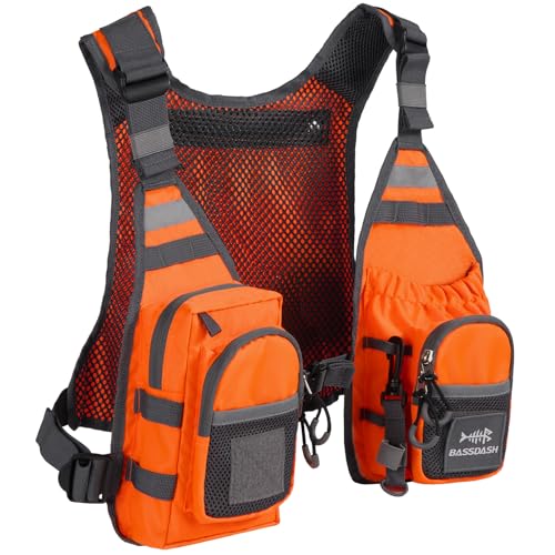 Image of BASSDASH FV08 Ultra Lightweight Fly Fishing Vest for Men and Women Portable Chest Pack One Size Fits Most