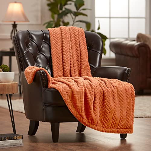 Chanasya Premium Soft Faux Fur Embossed Throw Blanket - Solid
