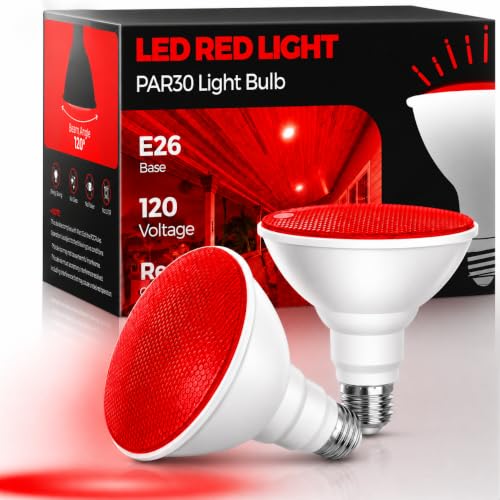 Image of L LOHAS LED Red Christmas Flood Light Bulbs, PAR30 Flood Light Bulb Outdoor