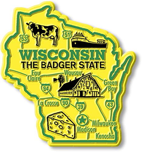 Imán decorativo Wisconsin gigante 3.2 x 2.5 pulgadas miniatura 1