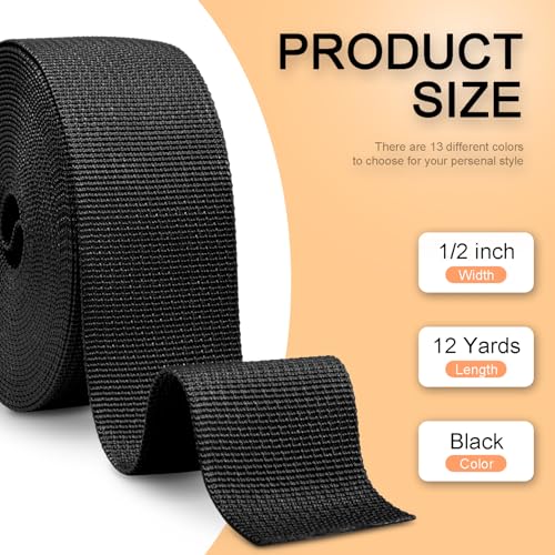 Image of CooBigo 12 Yards Webbing 1 inch & 1.5 inch & 2 inch Polypropylene Webbing Strap 1 Inch 1.5 Inch 2 Inch Wide Webbing Strapping for Bags /Lawn Chair /Pool Solar Cover DIY Crafting