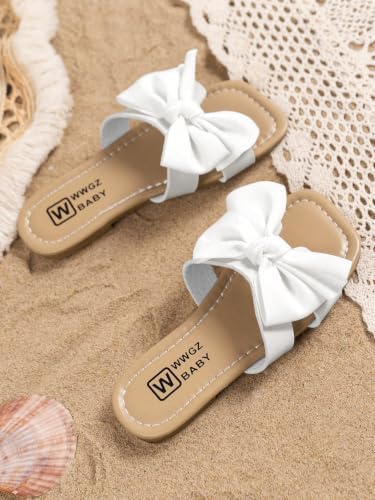 Image of GORGLITTER Girl's Bow Sandals Round Open Toe Slip on Beach Summer Shoes