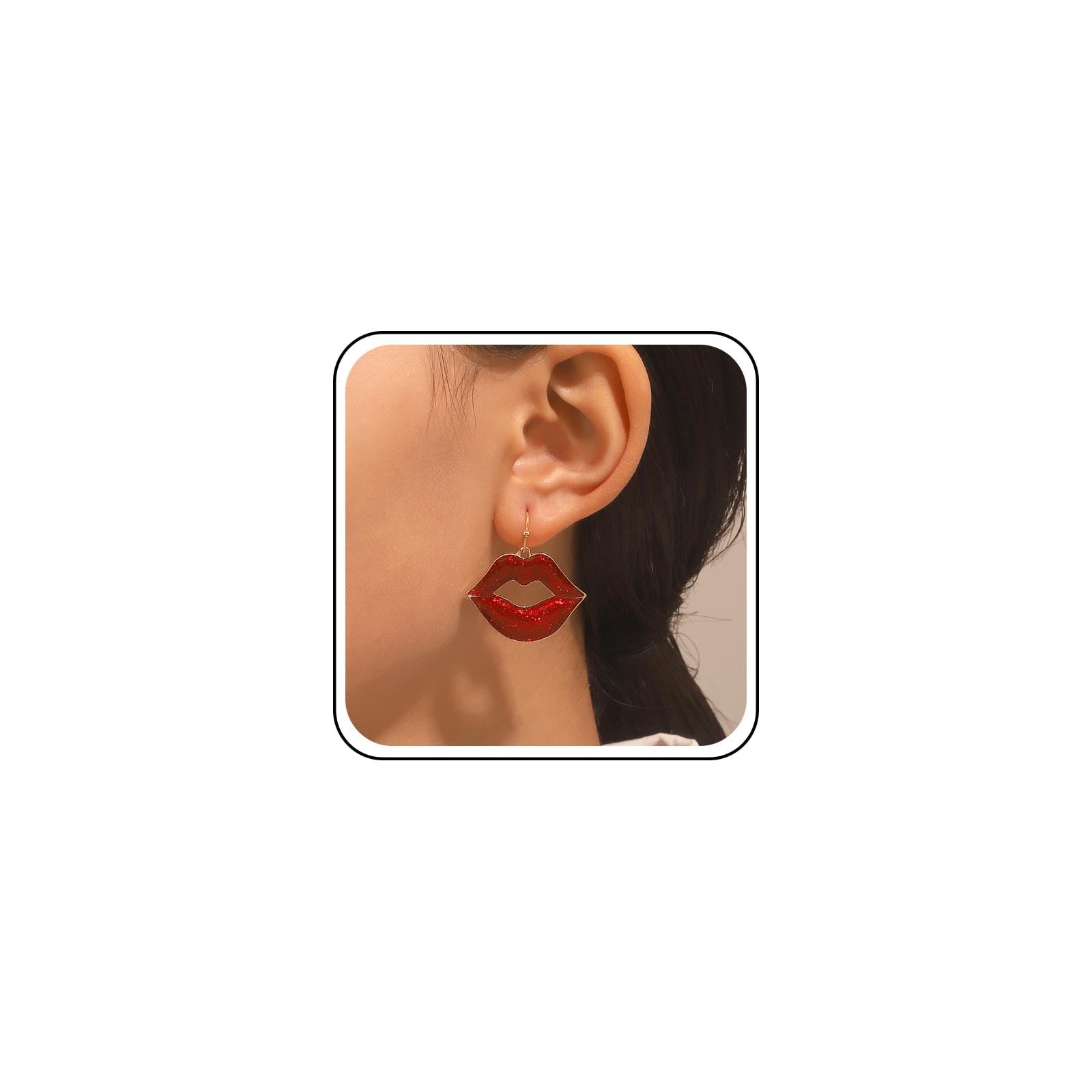 Orecchini Pendenti Grandi A Forma Di Labbra Rosse – Boho Vintage A Goccia – Gioielli Originali Per Donne, Idea Regalo San Valentino