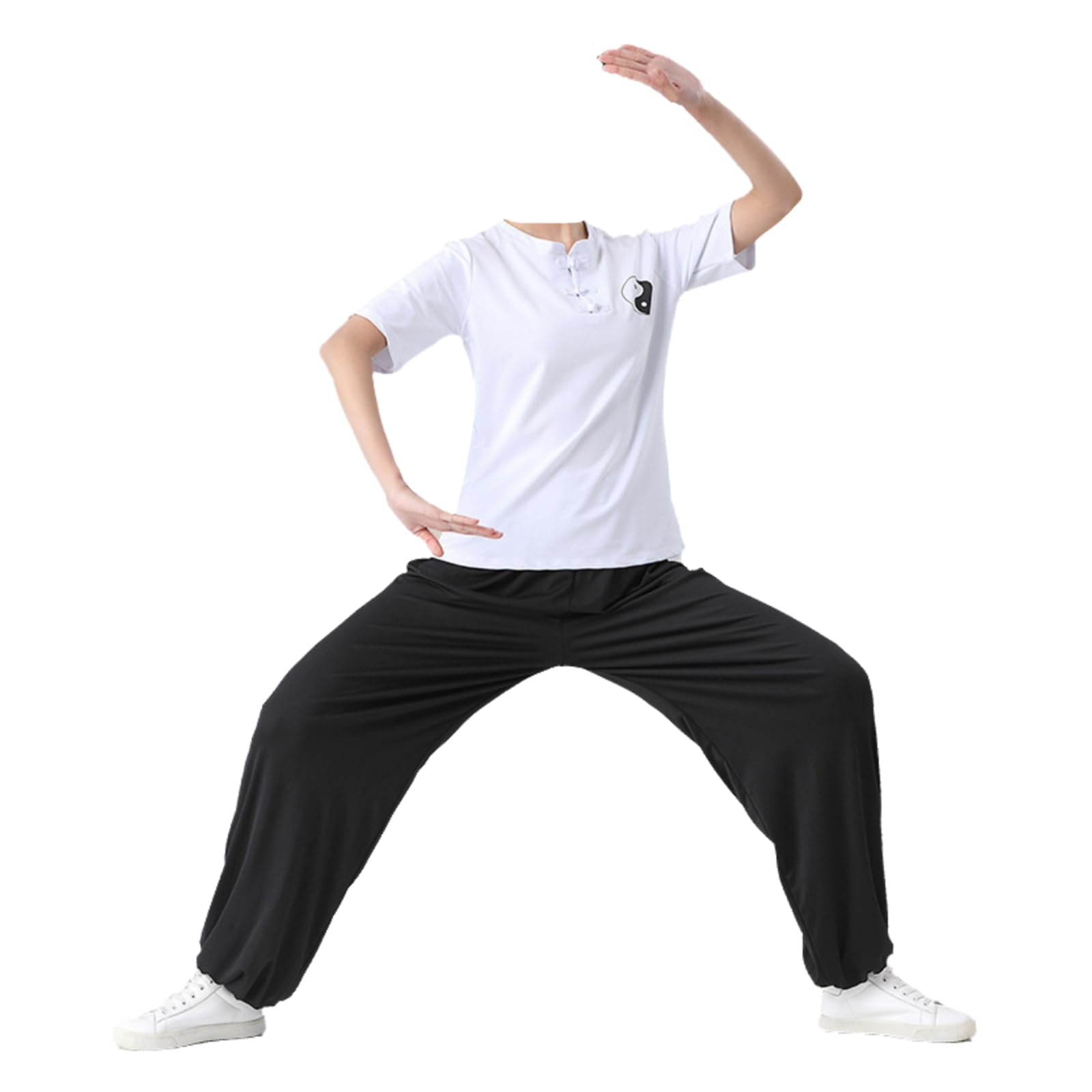 Tradycyjny mundur sztuk walki Zestaw garniturów Kung Fu Tai Chi wielokolorowy od S do 6XL(Short Sleeves-white+Black,XXL)