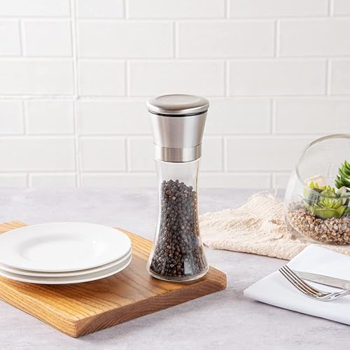 Miniatura 3 de Vetri - Salero de vidrio de 6 onzas, con tapa negra, 1 34 x 1 34 x 5 34 pulgadas, 1 caja