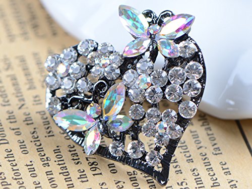 Alilang Womens Floral Silvery Tone Crystal Rhinestone Insect Butterfly Love Flower Heart Brooch Pin #TOP1