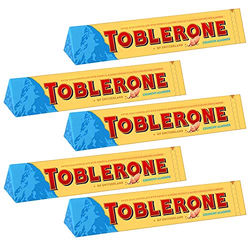 Toblerone of Switzerland Swiss Milk Chocolate with Crunchy Almonds, 5 Pack Pouch, 5 x 100 g (B08F97Z9MV) Amazon Price History, Amazon Price Tracker