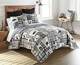 Donna Sharp Queen Bedding Set - 3 Piece - Forest Symbols Lodge Quilt Set with Queen Quilt and Two St